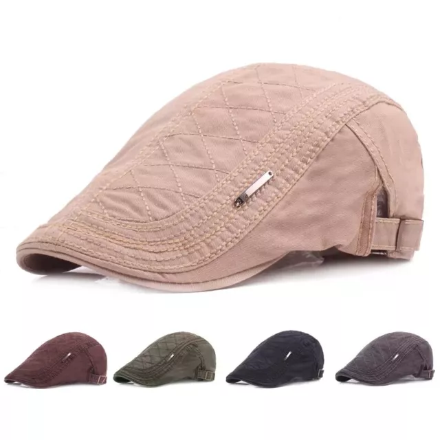 Casquette plate béret homme femme printemps été ajustable rétro 100% COTON