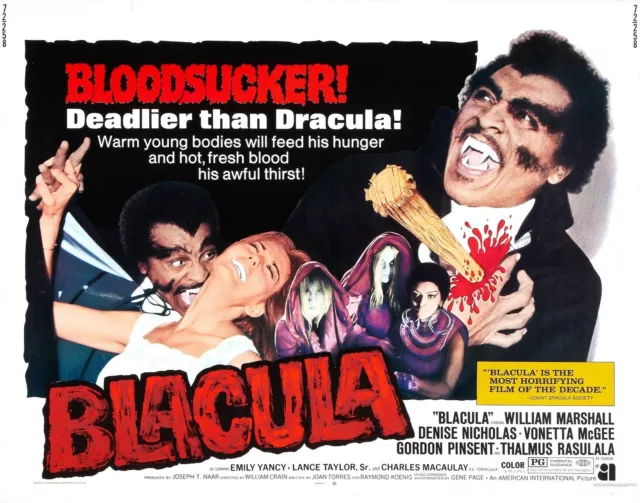 BLACULA Movie Poster Blaxploitation Horror Grindhouse