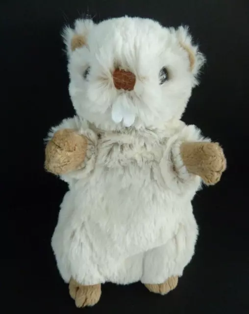 H5. Doudou peluche BUKOWSKI DESIGN Marmotte Blanc beige 15cm billes  ETAT NEUF *