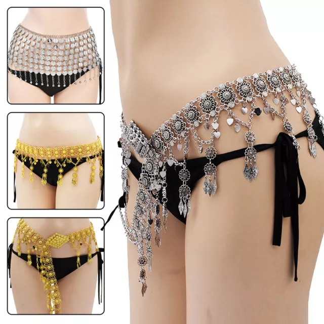 Vintage Egypt Indian Belly Dancing Waist Chain Belt Tassel Flower Bell Beach