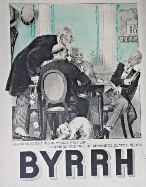 Publicité De Presse 1933 Byrrh Et Les Joueurs De Cartes