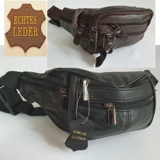 Bauchtasche echt Leder Damen Herren Tasche Gürteltasche schwarz braun Neu DHL