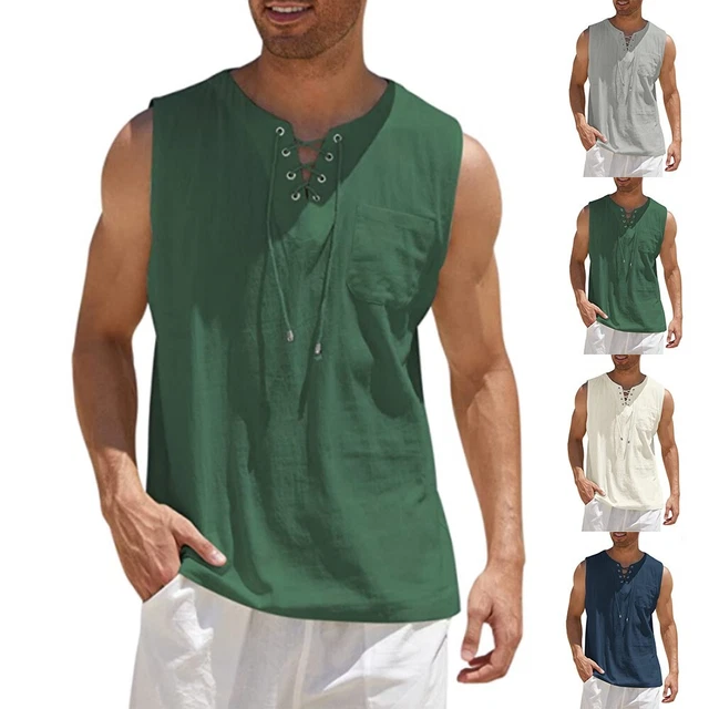 Gilet da Uomo Top Camicie senza Maniche Sport Estate Canotta Blusa Cotone