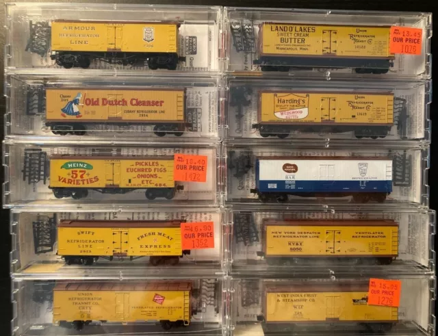 Reefer Madness! 10 Micro-Trains N scale reefer cars, all different, all NIBs.