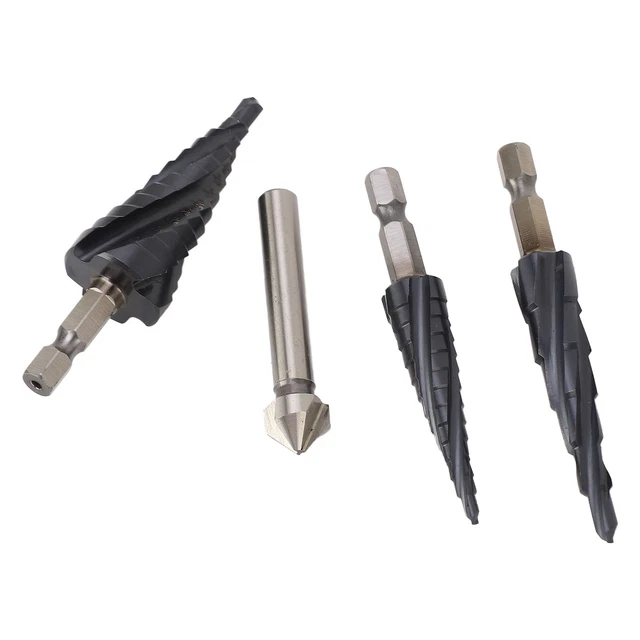 Step Drill Bit 4 Spiral Flute 1/4 Inch Shank M35 Cobalt Step Bit Set
