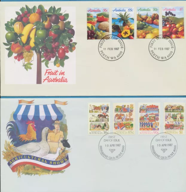 Australian FDC Collection 1987 (16 Covers) Var. Postmarks/Envelopes