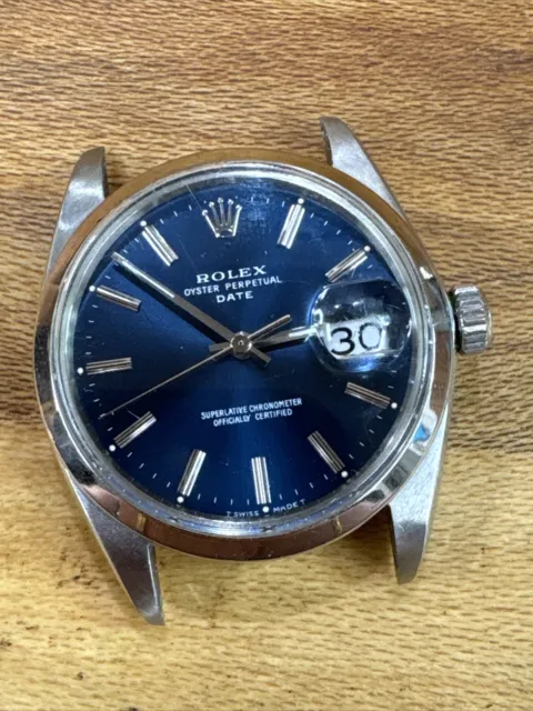 1964 Rolex Oyster Perpetual Date 1500 34mm Blue Dial Mov1560 Mens Watch U267
