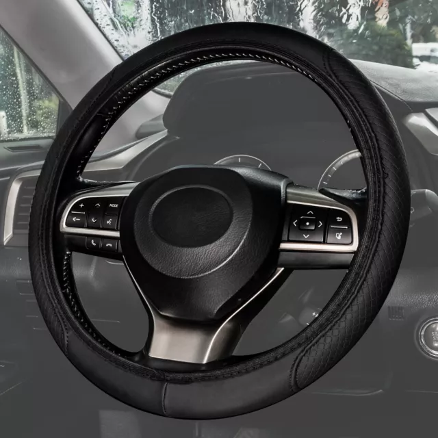 Car Auto Steering Wheel Cover Microfiber Breathable Anti-slip Protector Black US