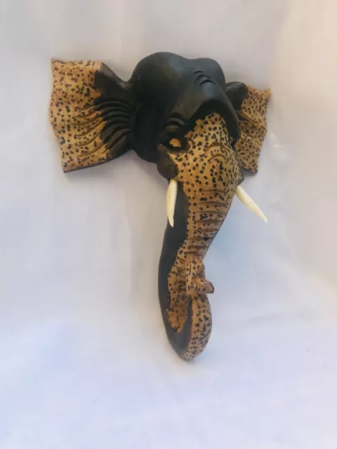 7" WOODEN CEYLON ELEPHANT’S HEAD Handmade Hanging Wall Home Decor Collectible