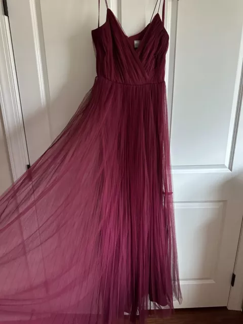 ASOS DESIGN Bridesmaid cami pleated tulle maxi dress in Burgundy