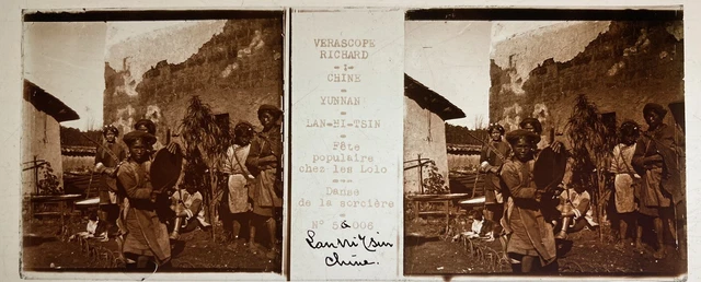CHINE YUNNAN FETE DES LOLO VERASCOPE RICHARD VERRE VUE STEREOSCOPIQUE 45x107