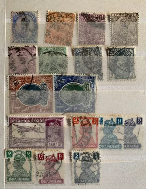 Briefmarken Indien King George V, VI 1926-1943 India Postage Sammlung 17 Stück