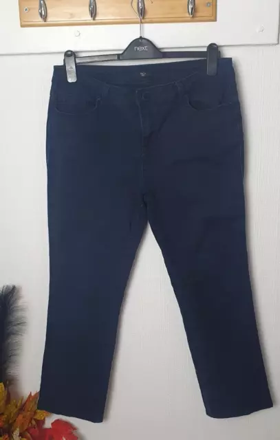 Pantalones de mezclilla M&Co para dama UK16 Petite azul oscuro pierna recta G1