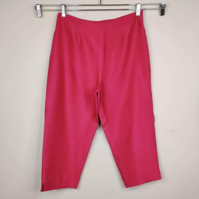 Clio Silk Pant 8 Petite Womens High Waist Cropped Straight Leg Pink Fuchsia