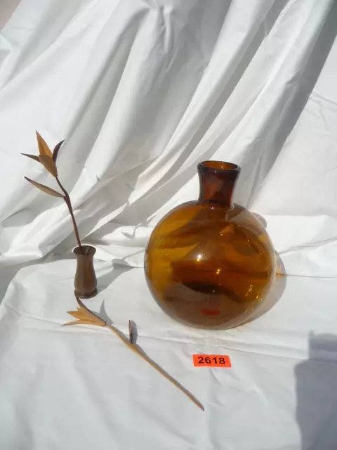 2618. Altes Biedermeier Glas Vorratsglas Flasche Vase mundgeblasen bernstein 5 l