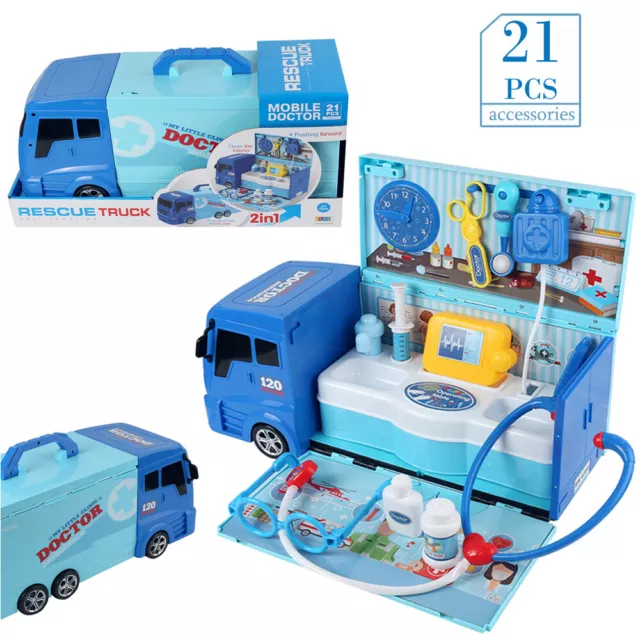 Portable Medical Suitcase Hospital Toy Car Doctor Pretend Playset For Kids Gift