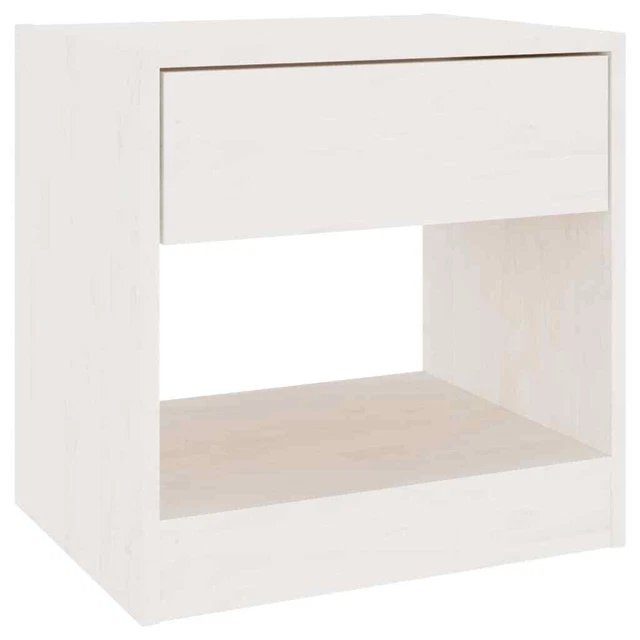 AX Comodino Armadietto Bianco Rustico 40x31x40cm Legno Massello Pino New 808065