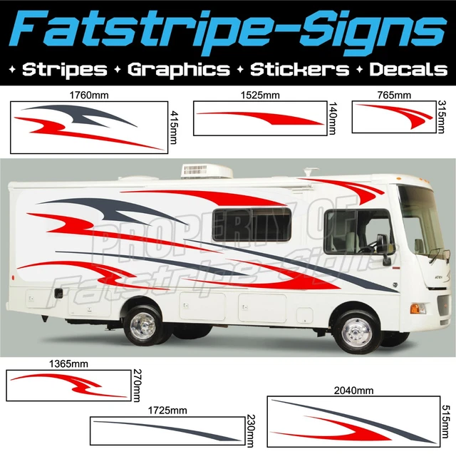 MOTORHOME VINYL GRAPHICS Stickers Decals Stripes Set Camper Van Caravan