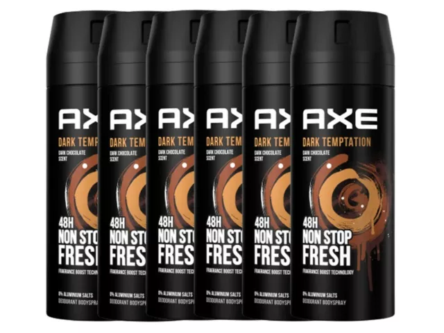 Deo Axe Dark Temptation 6 x 150ml Deospray Deodorant Bodyspray Herren