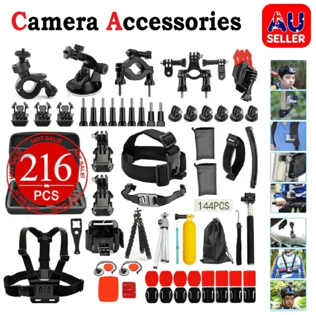 GoPro Hero Action Camera Accessories Pack Case Chest Head Mount Float Head Kit