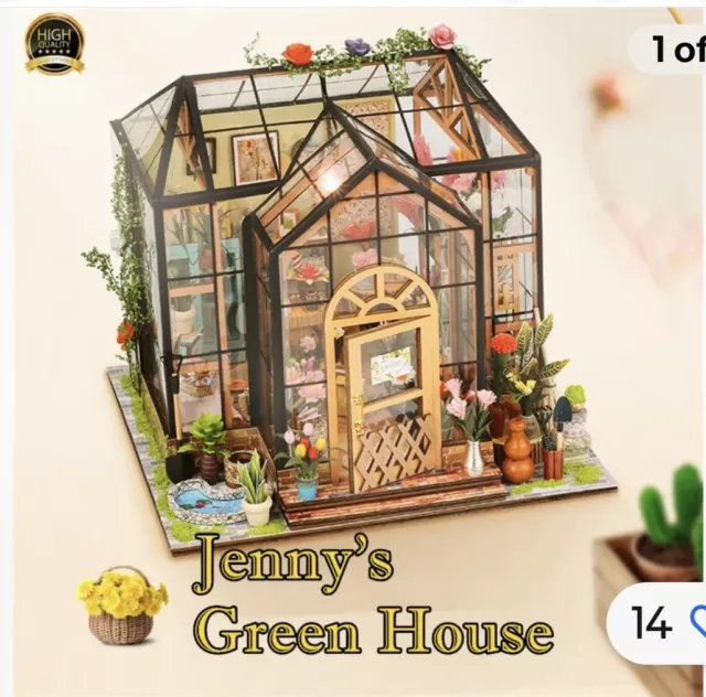 3D Minature Doll House DIY Jenny's Greenhouse Building Led light for bestie Gift