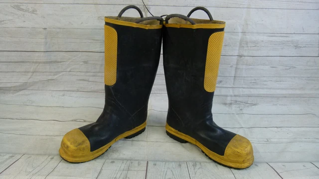 Black Diamond Firefighter Firebreaker Rubber Black/Yellow Boots Size 10 Medium