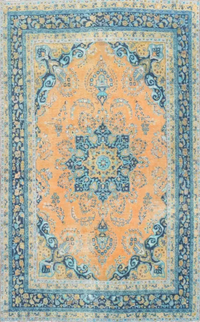 Vintage Floral Kashmar Hand-knotted Area Rug Dining Room Oriental 8'x11' Carpet