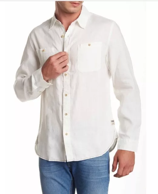 NWT Men's Surfside Supply Co Long Sleeve Linen Trim Fit Shirt Size M