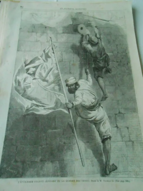 1865 Engraving - The Banner Removed Indian War Episode