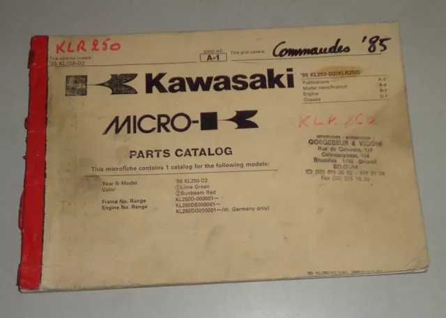 Teilekatalog / Ersatzteilliste / Parts List Kawasaki KL 250 D 2 von 1985