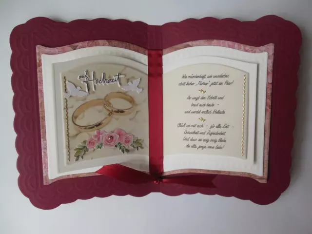 KARTE ZUR HOCHZEIT, mit Spruch, Glückwunschkarte, Buchkarte, Zur