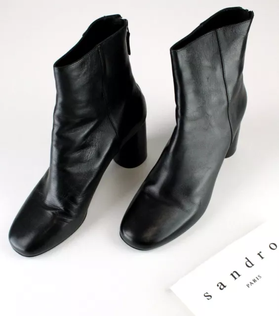 SANDRO SACHA CHAUSSURES Femmes Ue 40 UK 6.5 Cuir Noir Bottines