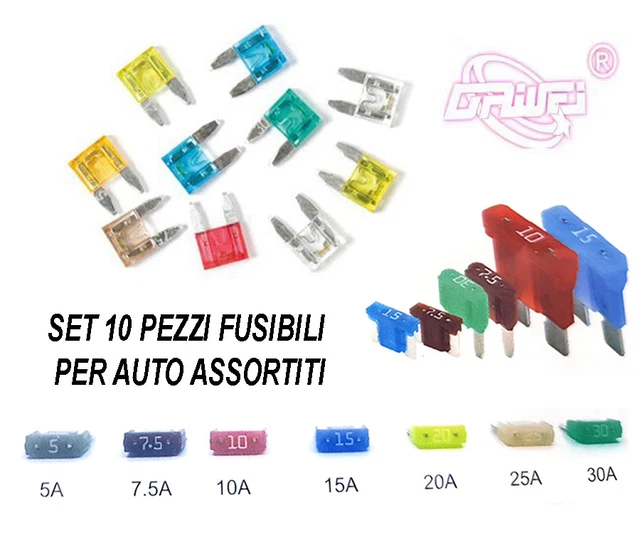 Fusibles Auto MICRO2 - Lot De 10, 5A à 30A, Pour Boîtier Intérieur Véhicule