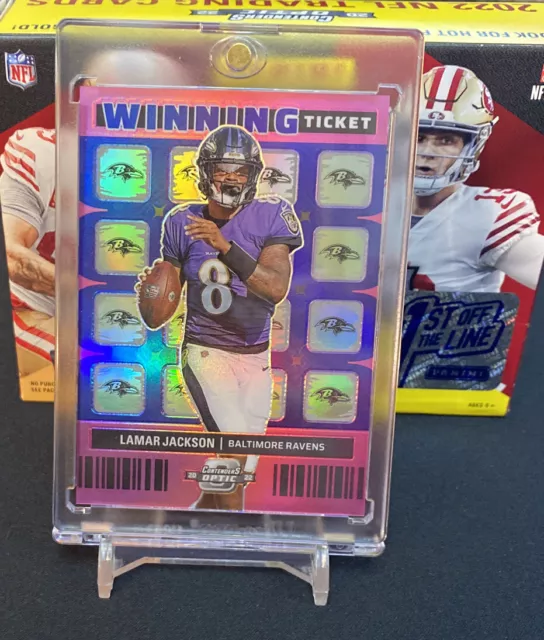 LAMAR JACKSON 2022 Contenders Optic Winning Ticket Pink Prizm Card # WT-3  18/75