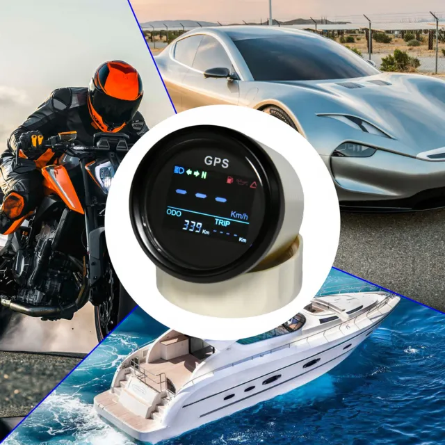 Tachimetro GPS 52mm Calibro MPH Kmh Nodi LCD Impermeabile Per Auto Moto Barca 3