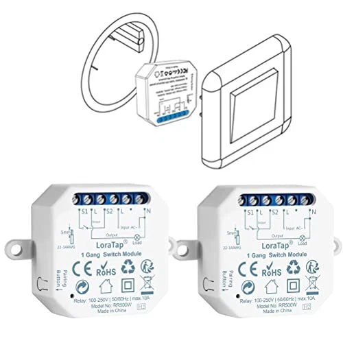 LoraTap Lot de ２ Interrupteur WiFi Alexa Sans Fil Va et Vient Parallèle Récep...