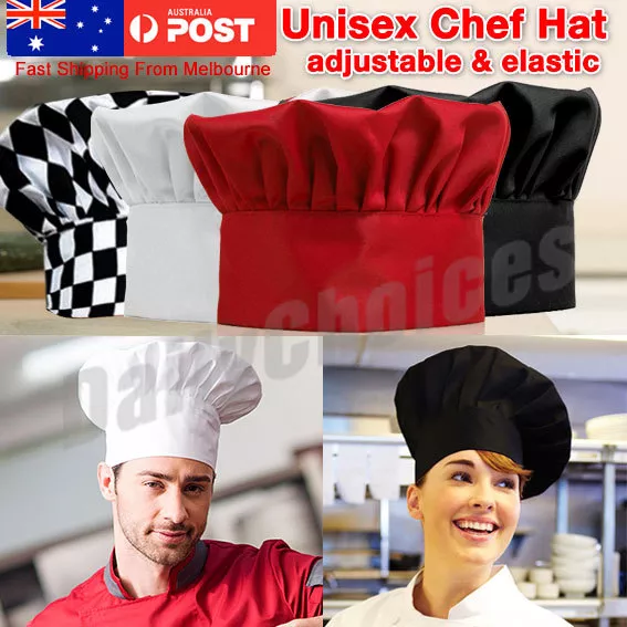 Unisex Kitchen Chef Hat Adjustable Elastic Baker Cap Cook Catering Restaurant