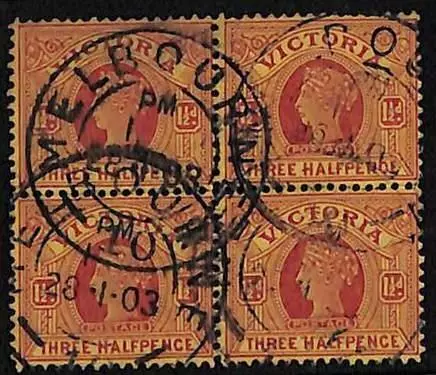 ZA0029c - AUSTRALIA Victoria - STAMP - SG # 386 Block of 4  - Sideways Watermark