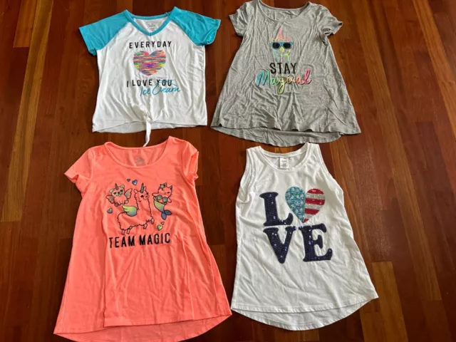 Justice Girls Size 8 Top/Shirts Lot 4 Piece Lot Short Sleeve