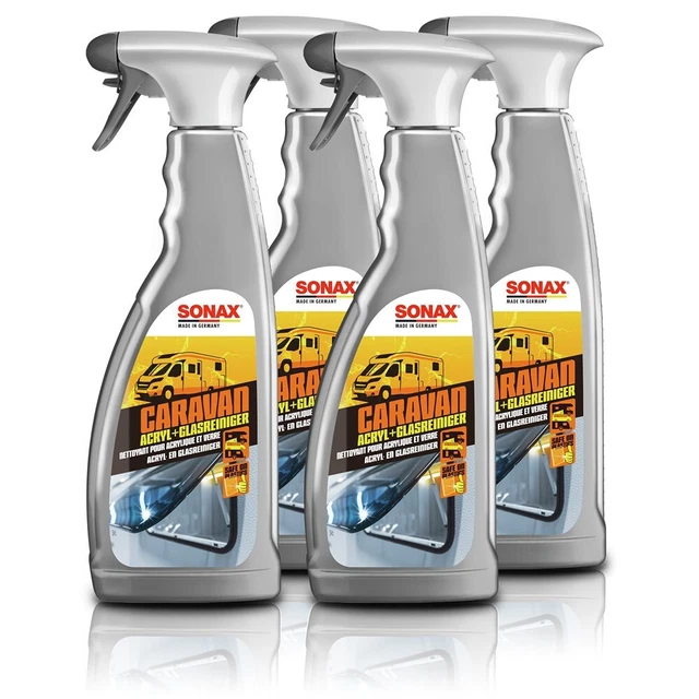 4x SONAX 750ml CARAVAN ACRILICO + DETERGENTE VETRO PLASTICA PLEXIGLASS CAMPER