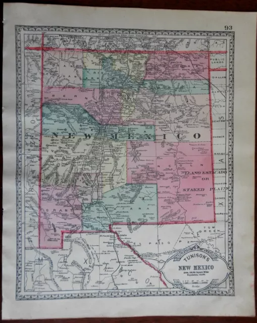 New Mexico or Utah and Washington 1892 Tunison double sided Map