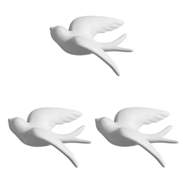 3 x moderne niedliche 3D Spatz Vogel Wandkunst Dekoration, Esszimmer Ornamente,