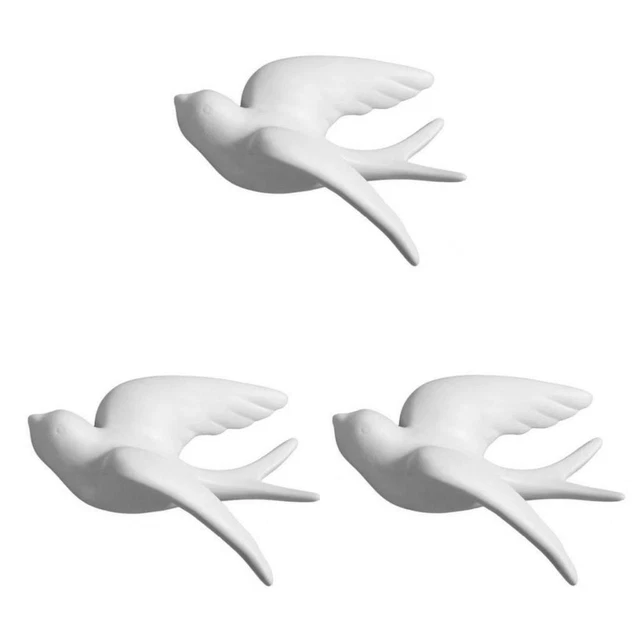 3 x moderne niedliche 3D Spatz Vogel Wandkunst Dekoration, Esszimmer Ornamente,