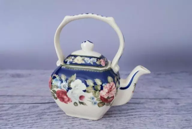 Ascot Miniature Porcelain Teapot Blue Floral 2