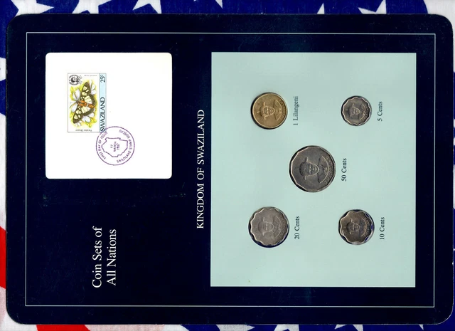 Coin Sets of All Nations Swaziland 1986 UNC 1 Lilangeni 50,20,10,5 cents