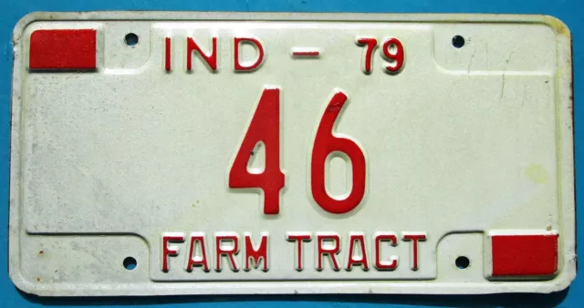 INDIANA License Plate 2-Digit Low Number 46 - 1979 - Unused Farm Tractor
