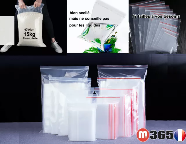 Lot Sachet plastique fermeture ZIP Transparent bag pochon Pochette sac sacoche t