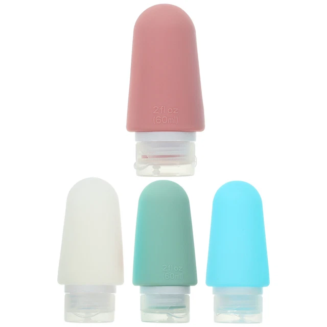 4 pz tubi da toeletta ricaricabili ricaricabili bottiglia da viaggio in silicone antiperdita