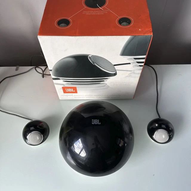 JBL SPOT POWERED Satellite Speakers & Subwoofer in Black Complete Boxed