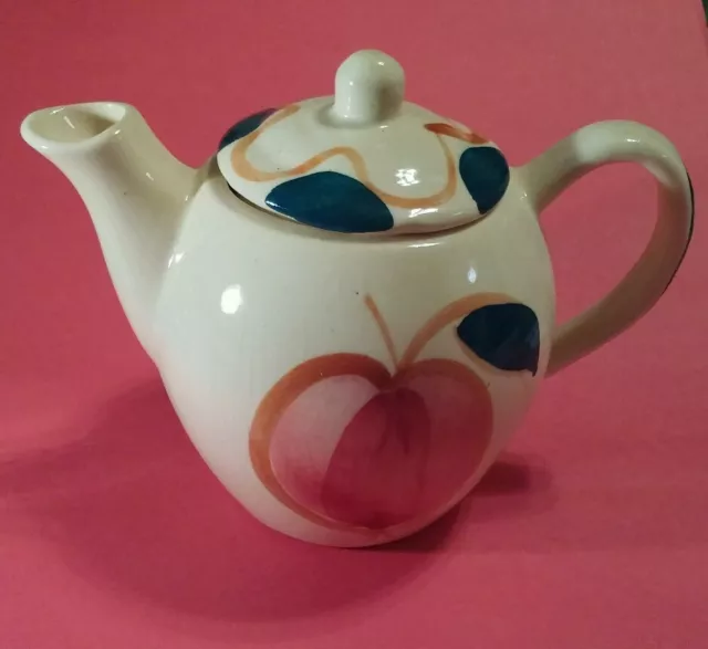 Vintage Puritan Pottery APPLE & PEAR Hand  Painted TEA POT